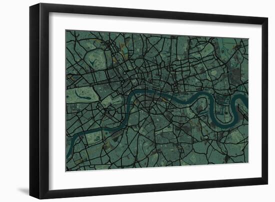 London England Street Map-Michael Tompsett-Framed Art Print