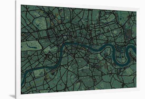 London England Street Map-Michael Tompsett-Framed Art Print