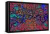 London England Street Map-Tompsett Michael-Framed Stretched Canvas