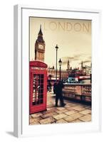 London, England - Telephone Booth and Big Ben-Lantern Press-Framed Art Print