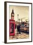 London, England - Telephone Booth and Big Ben-Lantern Press-Framed Art Print