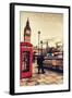 London, England - Telephone Booth and Big Ben-Lantern Press-Framed Art Print