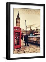 London, England - Telephone Booth and Big Ben-Lantern Press-Framed Art Print