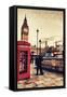 London, England - Telephone Booth and Big Ben-Lantern Press-Framed Stretched Canvas