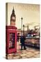 London, England - Telephone Booth and Big Ben-Lantern Press-Stretched Canvas