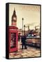 London, England - Telephone Booth and Big Ben-Lantern Press-Framed Stretched Canvas