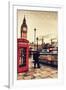 London, England - Telephone Booth and Big Ben-Lantern Press-Framed Art Print