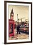 London, England - Telephone Booth and Big Ben-Lantern Press-Framed Art Print