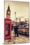 London, England - Telephone Booth and Big Ben-Lantern Press-Mounted Art Print