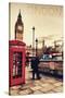 London, England - Telephone Booth and Big Ben-Lantern Press-Stretched Canvas