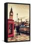 London, England - Telephone Booth and Big Ben-Lantern Press-Framed Stretched Canvas