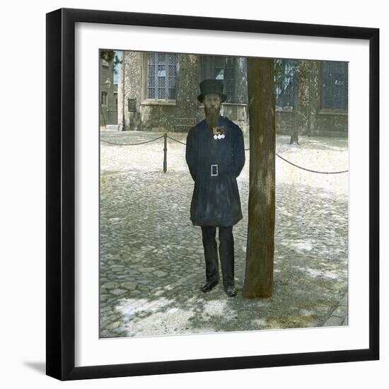 London (England), the Tower of London, a Guard (Beefeater)-Leon, Levy et Fils-Framed Photographic Print