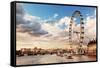 London, England the UK Skyline in the Afternoon. the London Eye on River Thames-Michal Bednarek-Framed Stretched Canvas