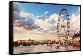 London, England the UK Skyline in the Afternoon. the London Eye on River Thames-Michal Bednarek-Framed Stretched Canvas