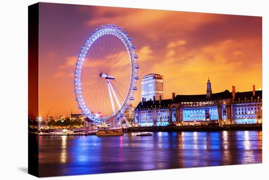 London, England the UK Skyline in the Evening. Ilumination of the London Eye and the Buildings Next-Michal Bednarek-Stretched Canvas