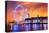 London, England the UK Skyline in the Evening. Ilumination of the London Eye and the Buildings Next-Michal Bednarek-Stretched Canvas