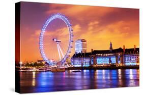 London, England the UK Skyline in the Evening. Ilumination of the London Eye and the Buildings Next-Michal Bednarek-Stretched Canvas