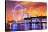 London, England the UK Skyline in the Evening. Ilumination of the London Eye and the Buildings Next-Michal Bednarek-Stretched Canvas
