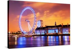 London, England the UK Skyline in the Evening. Ilumination of the London Eye and the Buildings Next-Michal Bednarek-Stretched Canvas