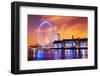 London, England the UK Skyline in the Evening. Ilumination of the London Eye and the Buildings Next-Michal Bednarek-Framed Photographic Print