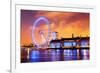 London, England the UK Skyline in the Evening. Ilumination of the London Eye and the Buildings Next-Michal Bednarek-Framed Photographic Print
