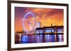 London, England the UK Skyline in the Evening. Ilumination of the London Eye and the Buildings Next-Michal Bednarek-Framed Photographic Print