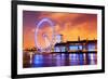 London, England the UK Skyline in the Evening. Ilumination of the London Eye and the Buildings Next-Michal Bednarek-Framed Photographic Print