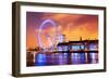 London, England the UK Skyline in the Evening. Ilumination of the London Eye and the Buildings Next-Michal Bednarek-Framed Photographic Print