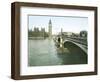 London (England), Westminster Bridge and the Parliament-Leon, Levy et Fils-Framed Photographic Print