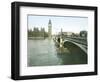 London (England), Westminster Bridge and the Parliament-Leon, Levy et Fils-Framed Photographic Print