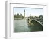 London (England), Westminster Bridge and the Parliament-Leon, Levy et Fils-Framed Photographic Print