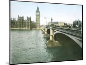 London (England), Westminster Bridge and the Parliament-Leon, Levy et Fils-Mounted Photographic Print