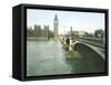 London (England), Westminster Bridge and the Parliament-Leon, Levy et Fils-Framed Stretched Canvas