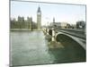 London (England), Westminster Bridge and the Parliament-Leon, Levy et Fils-Mounted Photographic Print