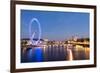 London Eye and Big Ben on the Banks of Thames River at Twilight-ollirg-Framed Photographic Print