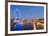 London Eye and Big Ben on the Banks of Thames River at Twilight-ollirg-Framed Photographic Print