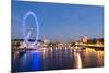 London Eye and Big Ben on the Banks of Thames River at Twilight-ollirg-Mounted Photographic Print