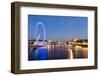 London Eye and Big Ben on the Banks of Thames River at Twilight-ollirg-Framed Photographic Print