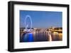 London Eye and Big Ben on the Banks of Thames River at Twilight-ollirg-Framed Photographic Print