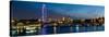 London Eye and Central London Skyline at Dusk, South Bank, Thames River, London, England-null-Stretched Canvas