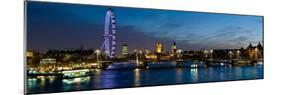 London Eye and Central London Skyline at Dusk, South Bank, Thames River, London, England-null-Mounted Photographic Print