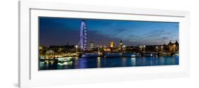 London Eye and Central London Skyline at Dusk, South Bank, Thames River, London, England-null-Framed Photographic Print