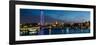 London Eye and Central London Skyline at Dusk, South Bank, Thames River, London, England-null-Framed Photographic Print