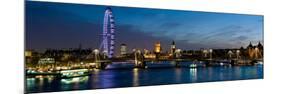 London Eye and Central London Skyline at Dusk, South Bank, Thames River, London, England-null-Mounted Photographic Print