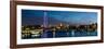 London Eye and Central London Skyline at Dusk, South Bank, Thames River, London, England-null-Framed Photographic Print