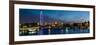 London Eye and Central London Skyline at Dusk, South Bank, Thames River, London, England-null-Framed Photographic Print
