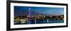 London Eye and Central London Skyline at Dusk, South Bank, Thames River, London, England-null-Framed Photographic Print