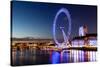 London Eye and London Cityscape in the Night, United Kingdom-anshar-Stretched Canvas