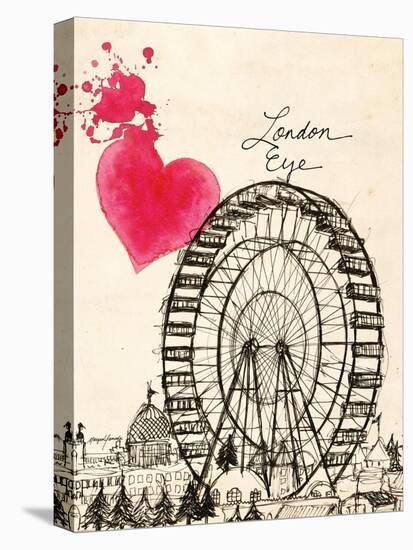 London Eye in Pen-Morgan Yamada-Stretched Canvas