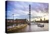 London Eye (Millennium Wheel) and River Thames at sunset, London Borough of Lambeth, England-Matthew Williams-Ellis-Stretched Canvas